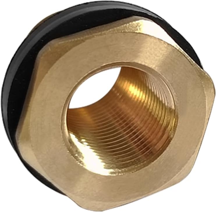 Uenede 2PCS Solid Brass Bulkhead Fitting 1/2”Female x 3/4”Male Double Threaded Bulkhead Water Tank Connector - Image 5